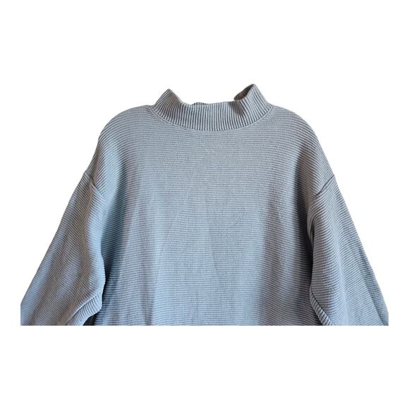 MADEWELL Women S Sweater Green Funnel Neck Drop Shoulder Ribbed Knit Pockets 42" - Picture 2 of 7